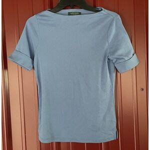 Lauren Ralph Lauren Top Cuffed Short Sleeve Nautical‎ Pullover Petite Small